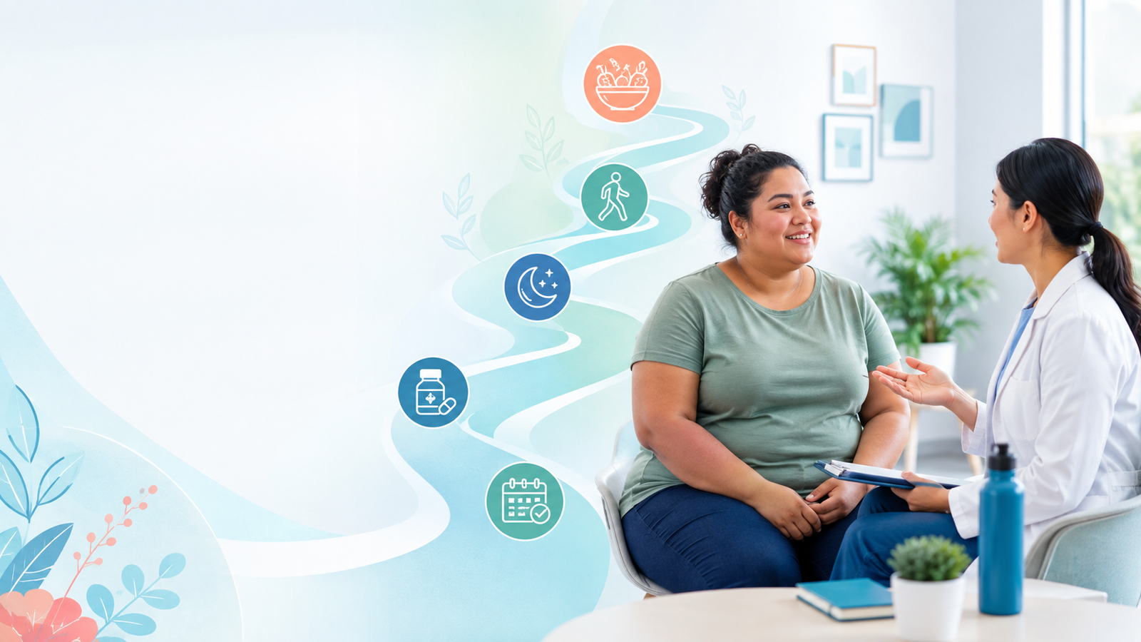 Person discussing long-term obesity care with a healthcare professional